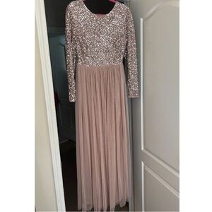 Asos Maya Bridesmaid dress long sleeve v back maxi dress